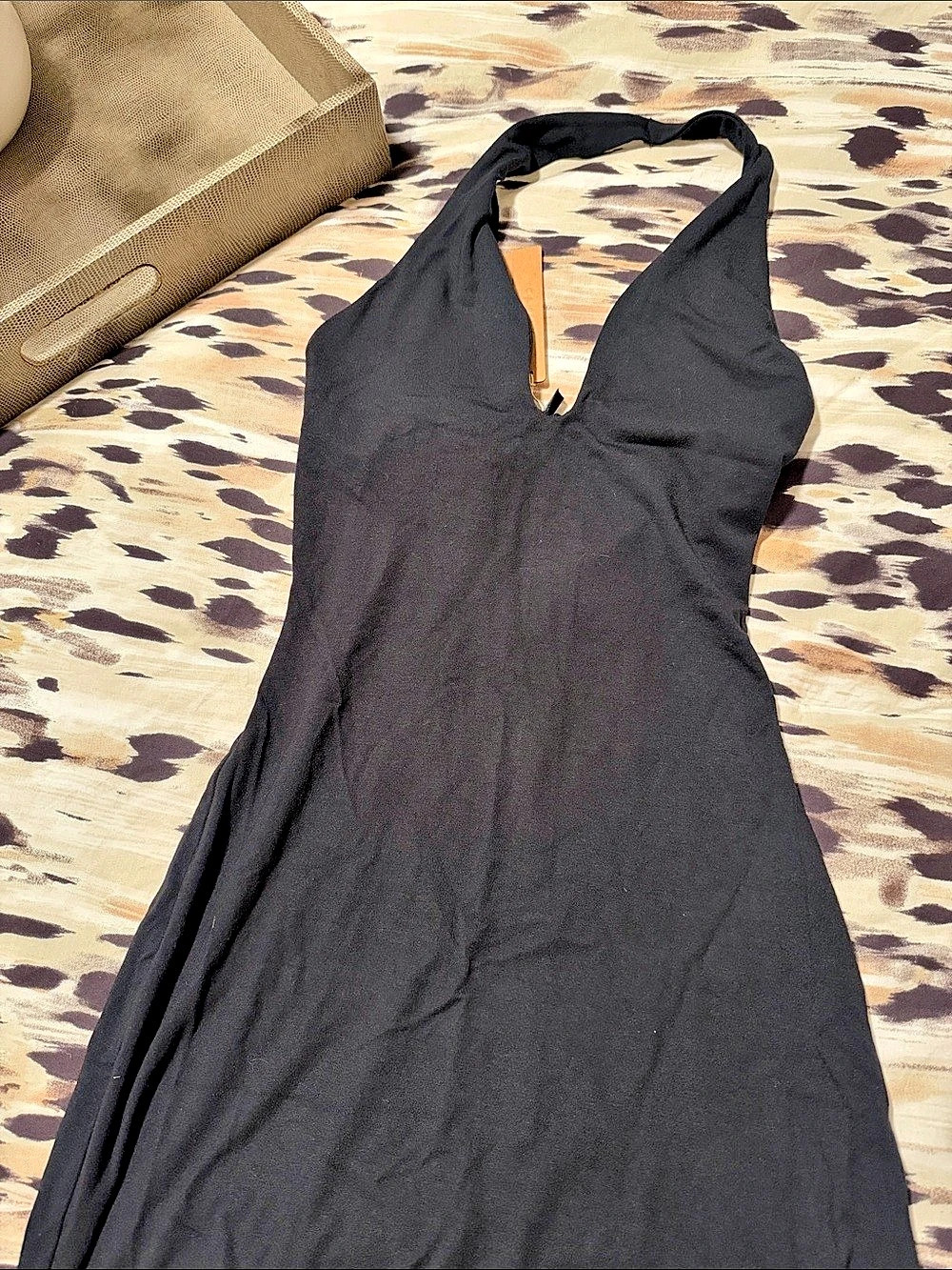 SKIMS Smooth Layers Black Halter Midi Dress NWT Size Small